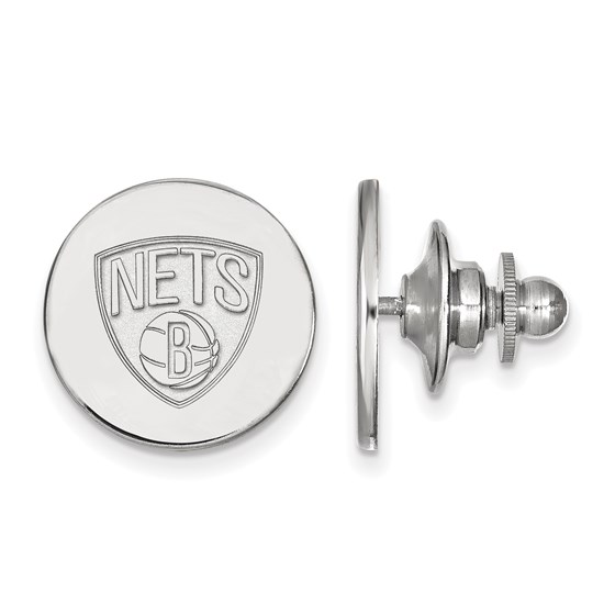 Sterling Silver NBA Brooklyn Nets Lapel Pin Sterling Silver NBA Brooklyn Nets Lapel Pin