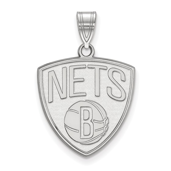 Sterling Silver NBA Brooklyn Nets Large Pendant Sterling Silver NBA Brooklyn Nets Large Pendant