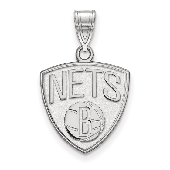 Sterling Silver NBA Brooklyn Nets Medium Pendant Sterling Silver NBA Brooklyn Nets Medium Pendant