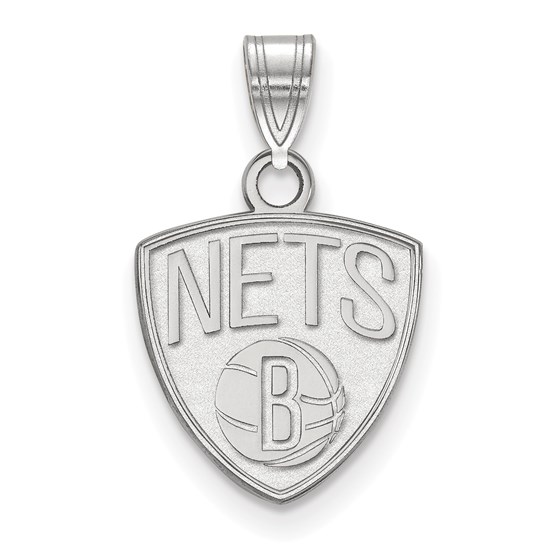 Sterling Silver NBA Brooklyn Nets Small Pendant Sterling Silver NBA Brooklyn Nets Small Pendant