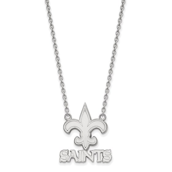 Sterling Silver New Orleans Saints Large Pendant Necklace Sterling Silver New Orleans Saints Large Pendant Necklace
