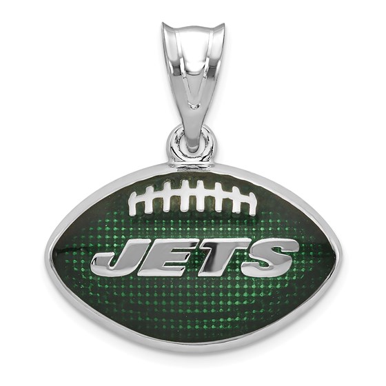 Sterling Silver New York Jets Enameled Football Pendant Sterling Silver New York Jets Enameled Football Pendant