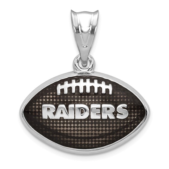 Sterling Silver Oakland Raiders Enameled Football Pendant Sterling Silver Oakland Raiders Enameled Football Pendant