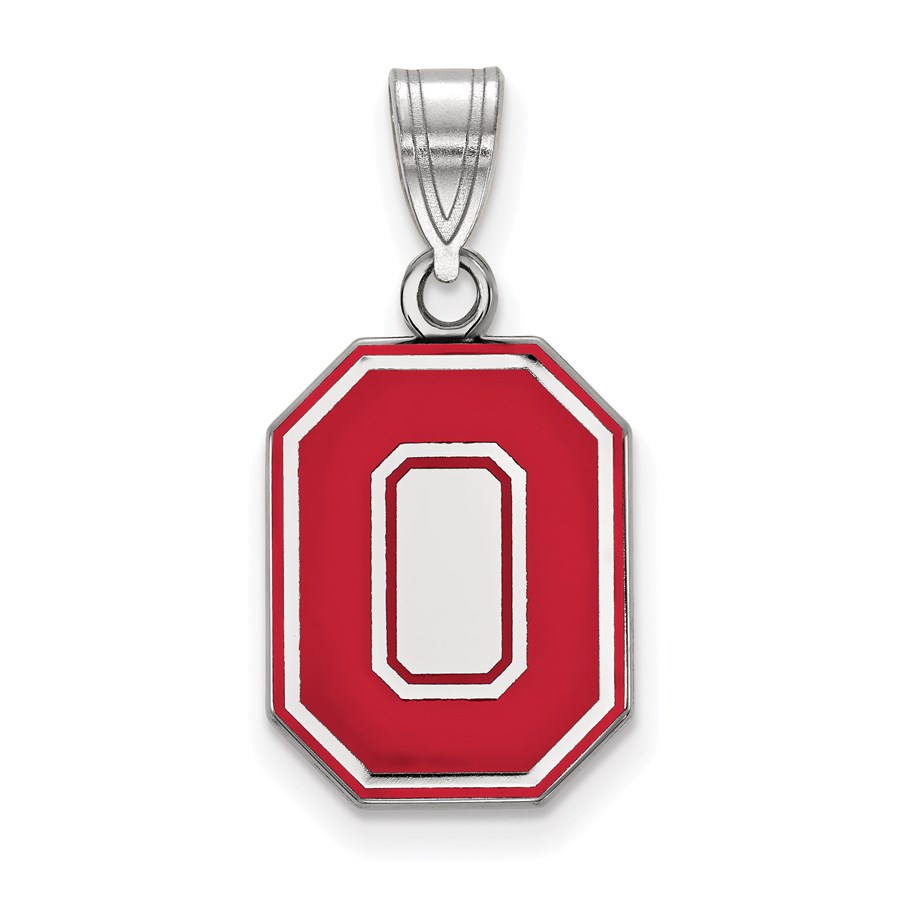 Sterling Silver Ohio State Univ. Medium Enamel Pendant
