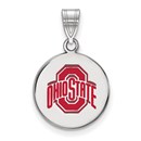 Sterling Silver Ohio State University Medium Enamel Disc Pendant