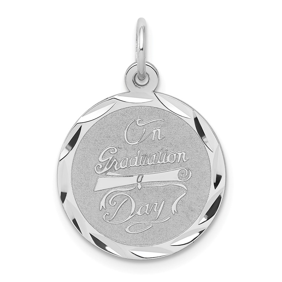 Sterling Silver On Graduation Day Disc Charm -3994B