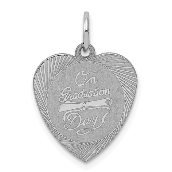 Sterling Silver On Graduation Day Heart Disc Charm Sterling Silver On Graduation Day Heart Disc Charm