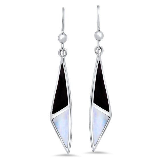Sterling Silver Onyx & Mother of Pearl Dangle Earrings Sterling Silver Onyx & Mother of Pearl Dangle Earrings