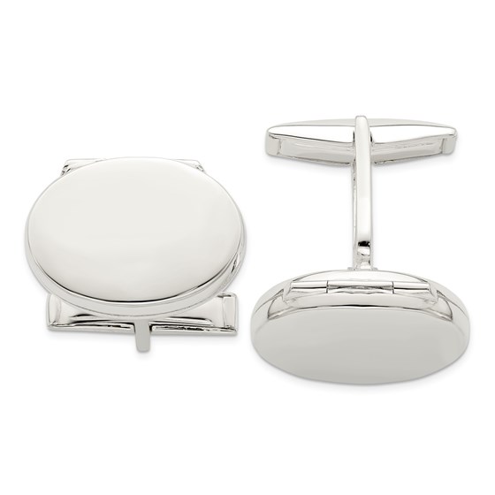 Sterling Silver Oval Locket Cuff Links Sterling Silver Oval Locket Cuff Links