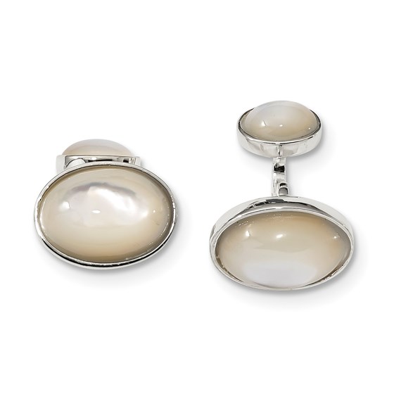 Sterling Silver Oval Mother of Pearl Cuff Links Sterling Silver Oval Mother of Pearl Cuff Links