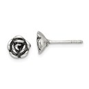 Sterling Silver Oxidized Flower Post Earrings - 45 mm