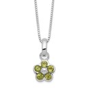 Sterling Silver Peridot Flower Pendant Necklace - 16 in.