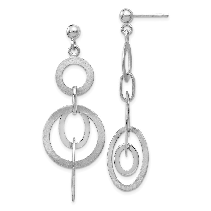 Sterling Silver Polished and Brushed Dangle Earrings - 50 mm