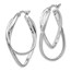 Sterling Silver Polished and Textured Hoop Earrings - 37 mm