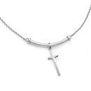 Sterling Silver Polished Cross w/1in ext. Necklace - 17 in.