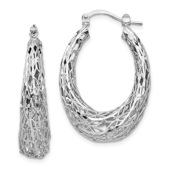 Sterling Silver Polished D/C Oval Hoop Earrings - 32.79 mm Sterling Silver Polished D/C Oval Hoop Earrings - 32.79 mm