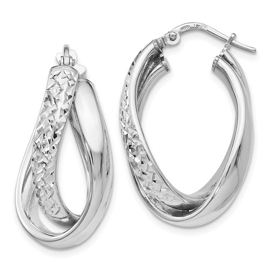 Sterling Silver Polished Fancy Hoop Earrings - 26 mm Sterling Silver Polished Fancy Hoop Earrings - 26 mm