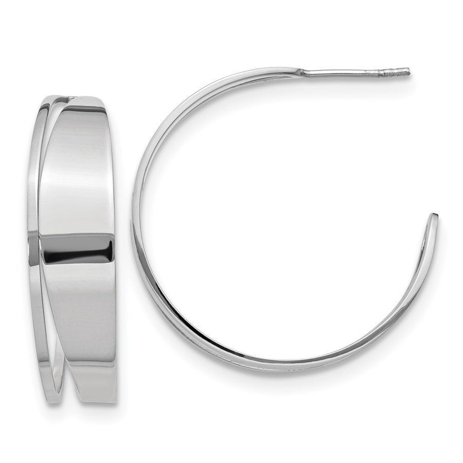 Buy Sterling Silver Polished Fancy Post Hoop Earrings 32 mm APMEX