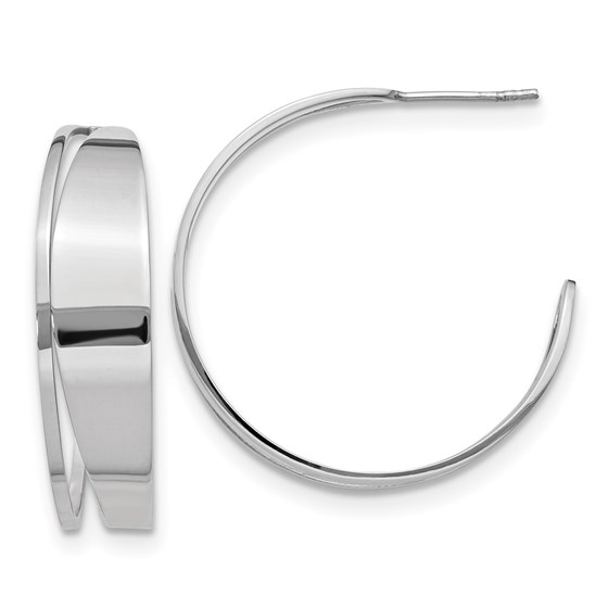 Sterling Silver Polished Fancy Post Hoop Earrings - 32 mm Sterling Silver Polished Fancy Post Hoop Earrings - 32 mm