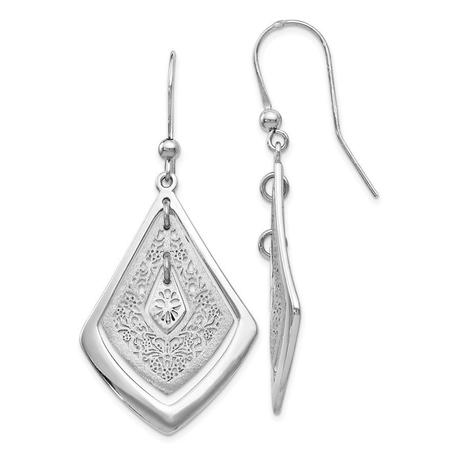 Sterling Silver Polished Filigree Dangle Earrings - 52 mm