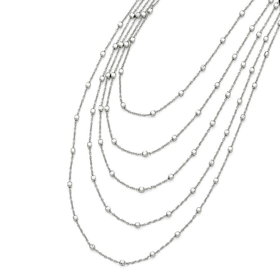 Sterling Silver Polished Five Strand Necklace - 16 in.