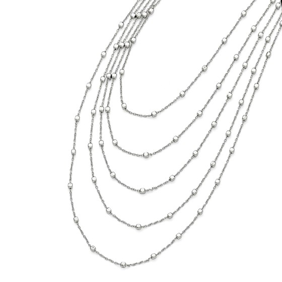 Sterling Silver Polished Five Strand Necklace - 16 in. Sterling Silver Polished Five Strand Necklace - 16 in.