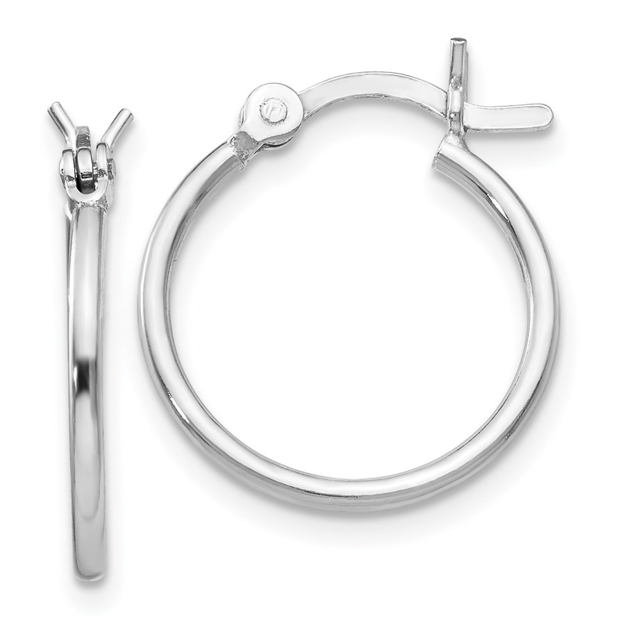 Sterling Silver Polished Hinged Hoop Earrings - 15 mm