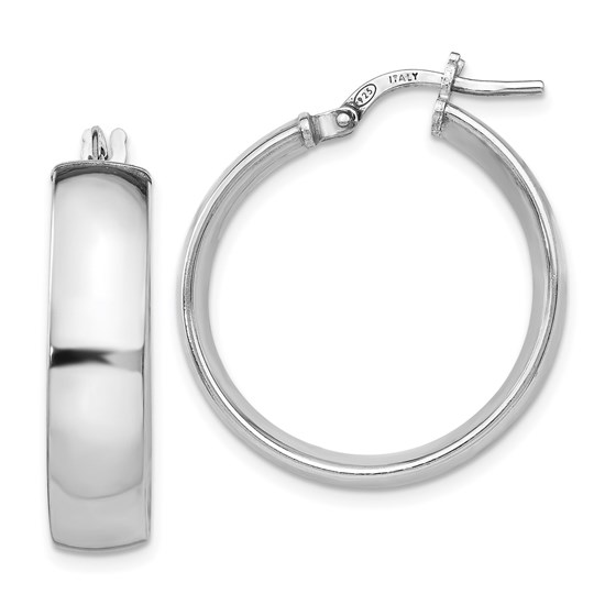 Sterling Silver Polished Hinged Hoop Earrings - 24 mm Sterling Silver Polished Hinged Hoop Earrings - 24 mm