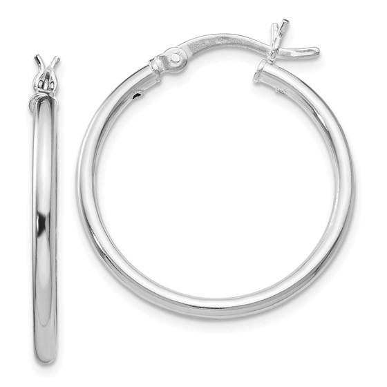 Sterling Silver Polished Hinged Hoop Earrings - 26.5 mm