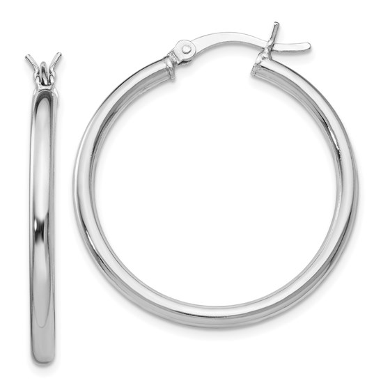 Sterling Silver Polished Hinged Hoop Earrings - 31.5 mm Sterling Silver Polished Hinged Hoop Earrings - 31.5 mm