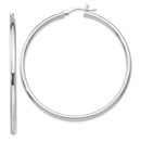 Sterling Silver Polished Hinged Hoop Earrings - 52 mm