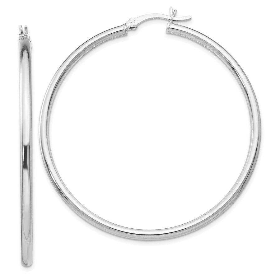 Sterling Silver Polished Hinged Hoop Earrings - 52 mm