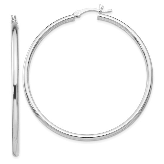 Sterling Silver Polished Hinged Hoop Earrings - 52 mm Sterling Silver Polished Hinged Hoop Earrings - 52 mm