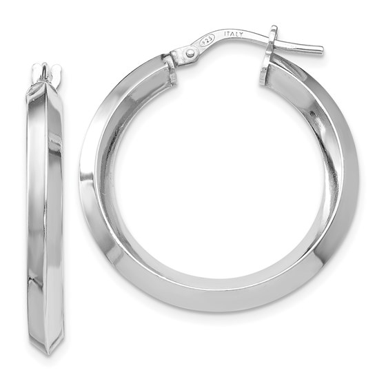 Sterling Silver Polished Hoop Earrings - 28 mm Sterling Silver Polished Hoop Earrings - 28 mm