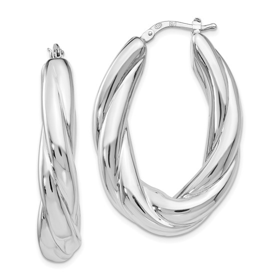 Sterling Silver Polished Hoop Earrings - 39 mm Sterling Silver Polished Hoop Earrings - 39 mm