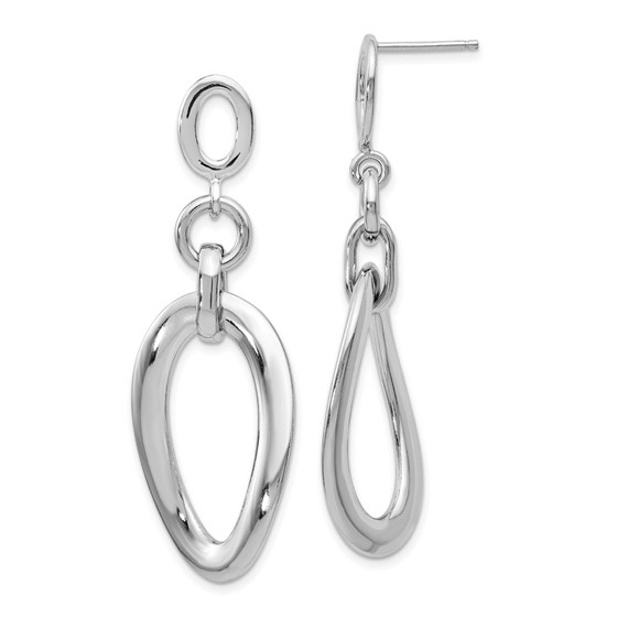 Sterling Silver Polished Post Dangle Earrings - 50 mm Sterling Silver Polished Post Dangle Earrings - 50 mm