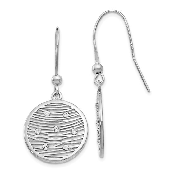 Sterling Silver Polished Preciosa Crystal Earrings - 41 mm Sterling Silver Polished Preciosa Crystal Earrings - 41 mm