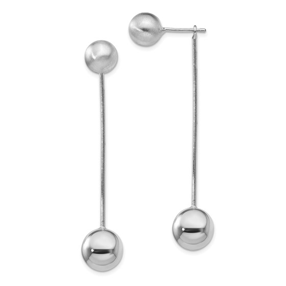 Sterling Silver Polished/Satin Ball Post Earrings - 55 mm Sterling Silver Polished/Satin Ball Post Earrings - 55 mm