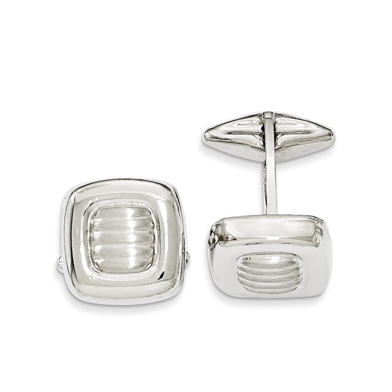 Sterling Silver Polished & Satin Squares Cuff Link Sterling Silver Polished & Satin Squares Cuff Link