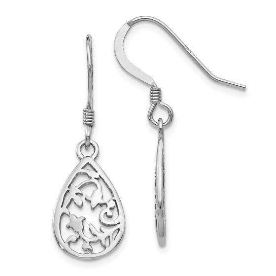 Sterling Silver Polished Shepherd Hook Dangle Earrings - 32 mm Sterling Silver Polished Shepherd Hook Dangle Earrings - 32 mm