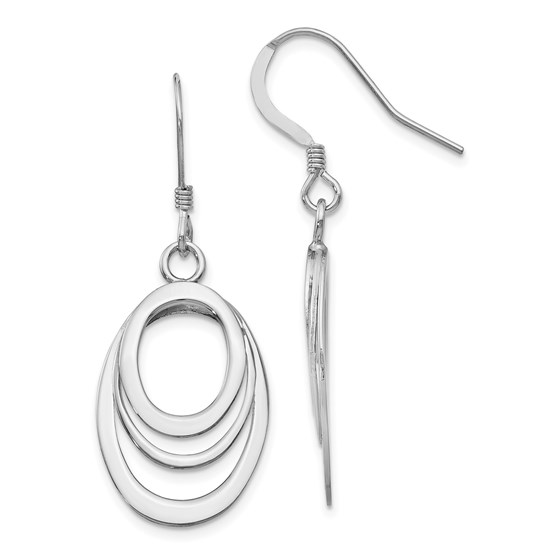 Sterling Silver Polished Shepherd Hook Dangle Earrings - 40 mm