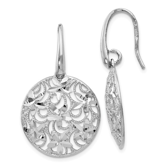 Sterling Silver Polished & Textured Earrings - 37 mm Sterling Silver Polished & Textured Earrings - 37 mm