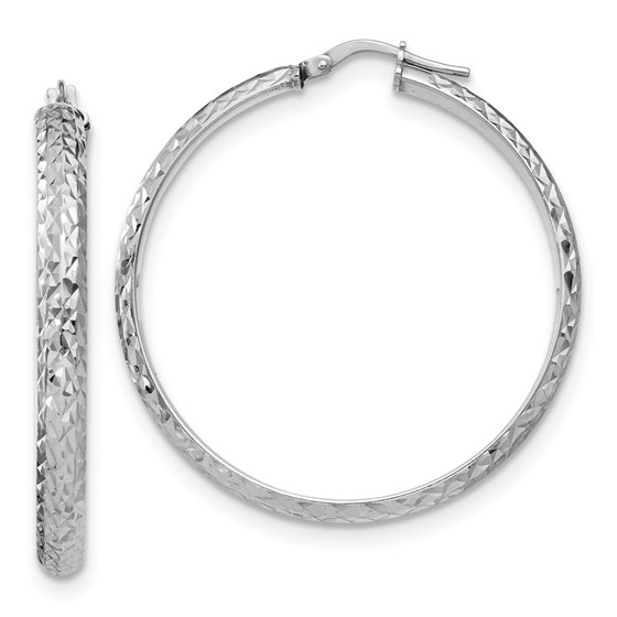 Sterling Silver Polished & Textured Hoop Earrings - 40.5 mm