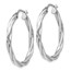 Sterling Silver Polished Twisted Hinged Hoop Earrings - 30 mm