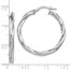 Sterling Silver Polished Twisted Hinged Hoop Earrings - 30 mm