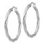 Sterling Silver Polished Twisted Hinged Hoop Earrings - 36 mm