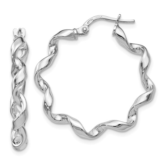 Sterling Silver Polished Twisted Hoop Earrings - 26 mm Sterling Silver Polished Twisted Hoop Earrings - 26 mm