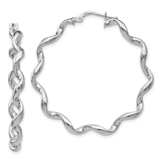 Sterling Silver Polished Twisted Hoop Earrings - 38 mm Sterling Silver Polished Twisted Hoop Earrings - 38 mm