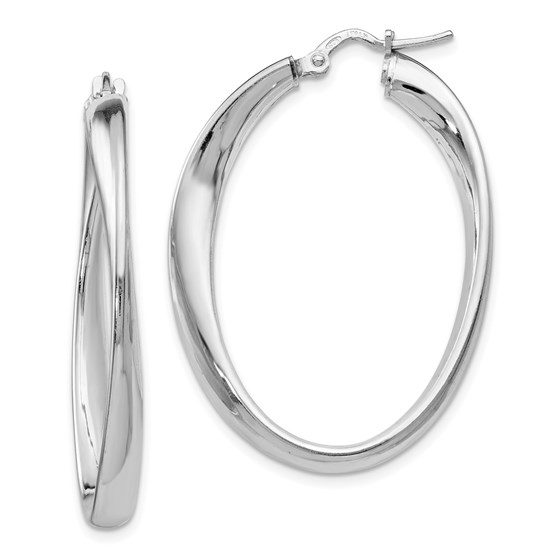 Sterling Silver Polished Twisted Oval Hoop Earrings - 35 mm Sterling Silver Polished Twisted Oval Hoop Earrings - 35 mm