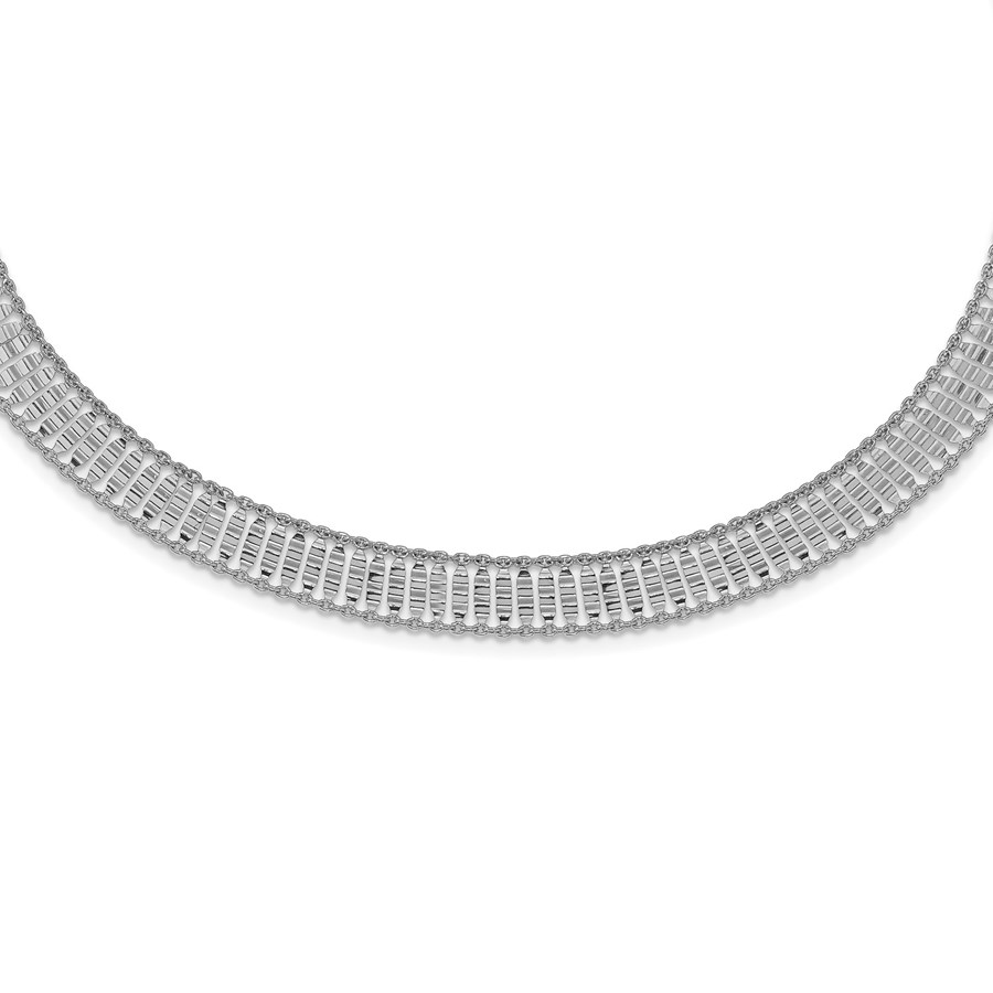 Sterling Silver Polished w/4 in ext. Choker Necklace - 12 in.